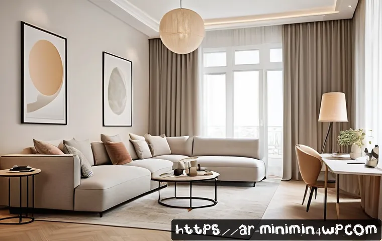 미니멀리즘과 커플의 공간 공유하기 - A serene shared living space designed for a modern Arab couple, featuring calming neutral colors lik...
